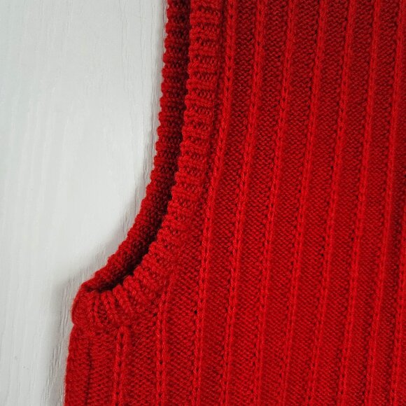 Eddie Bauer Wool Shawl Collar Sweater Vest Medium Tall MT Women Red Button Front - Picture 13 of 15